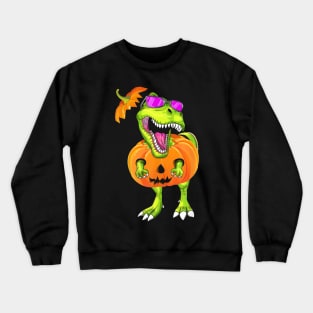 Halloween T Rex Dinosaur Pumpkin Funny Gift For Men Women Crewneck Sweatshirt